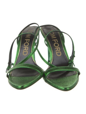 Tom Ford Leather Glitter Accents Sandals