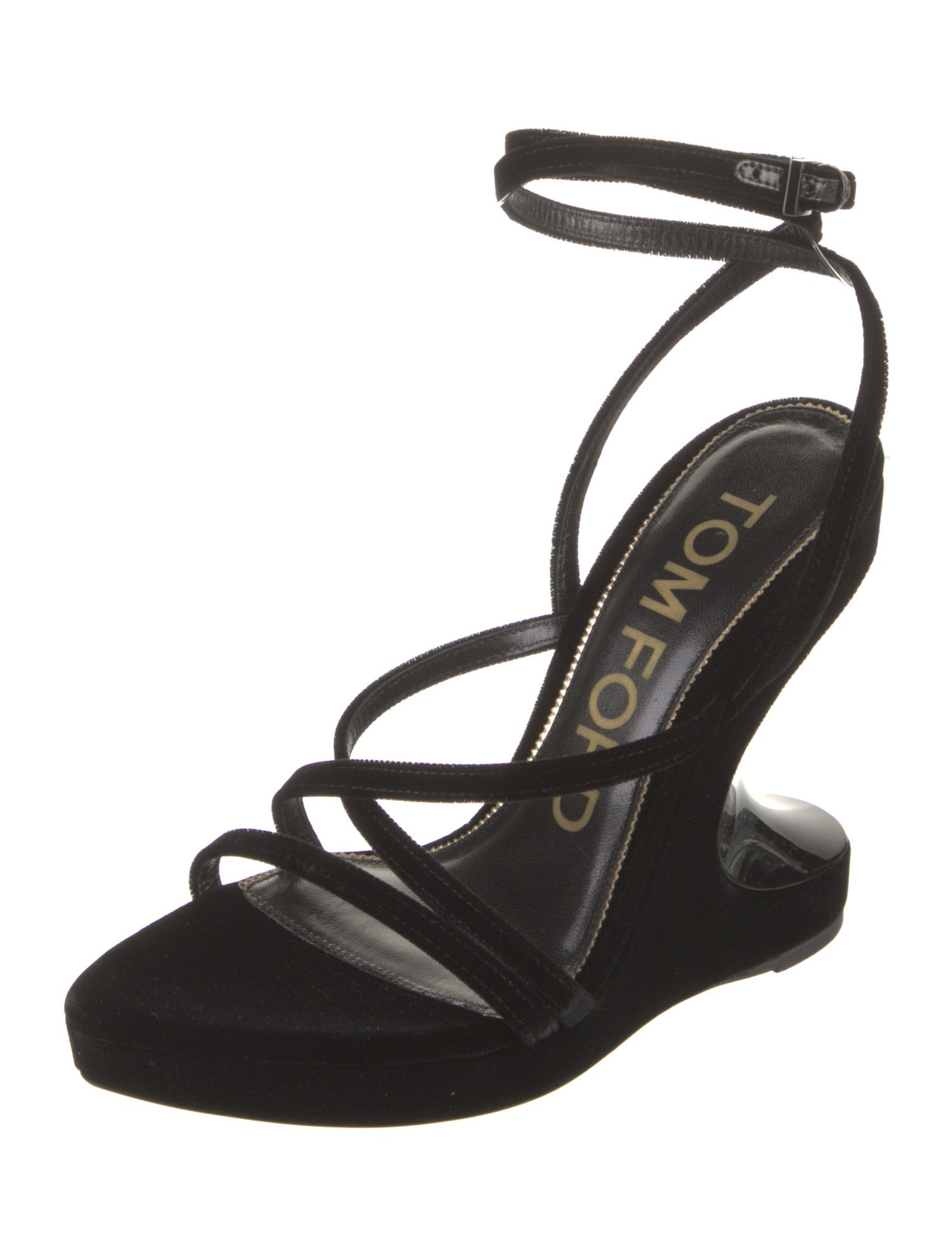Tom Ford Velvet Leather Trim Embellishment Sandals