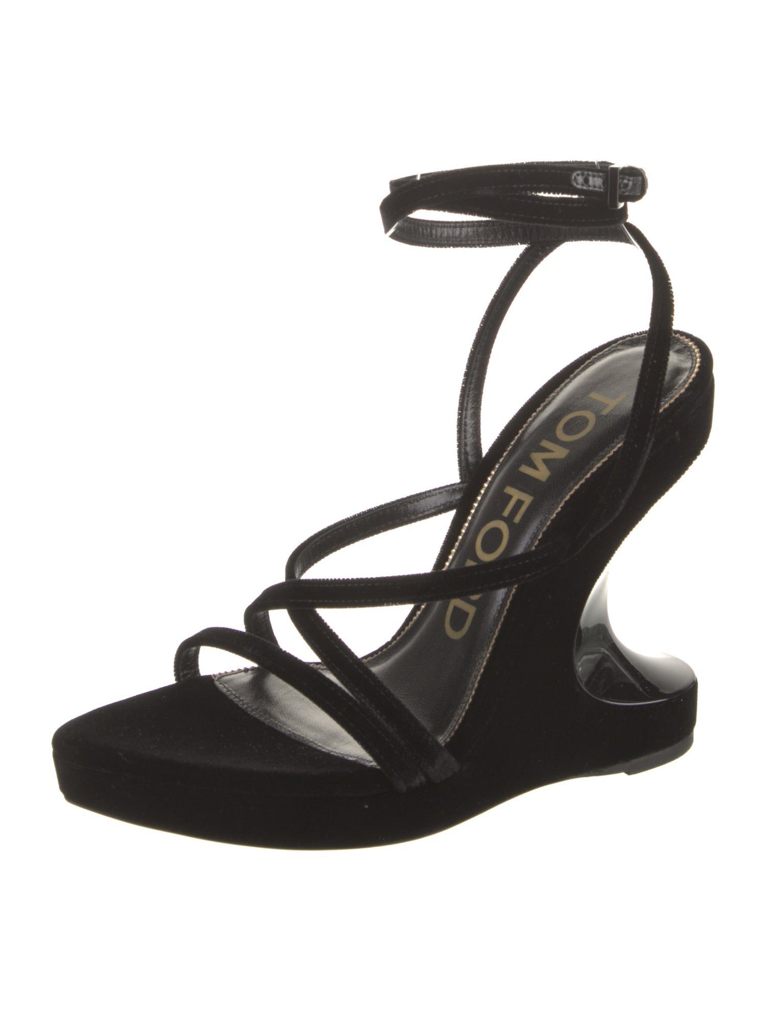 Tom Ford Velvet Leather Trim Embellishment Sandals