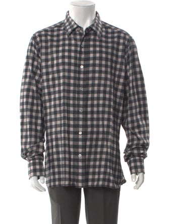 Tom Ford Plaid Print Long Sleeve Shirt