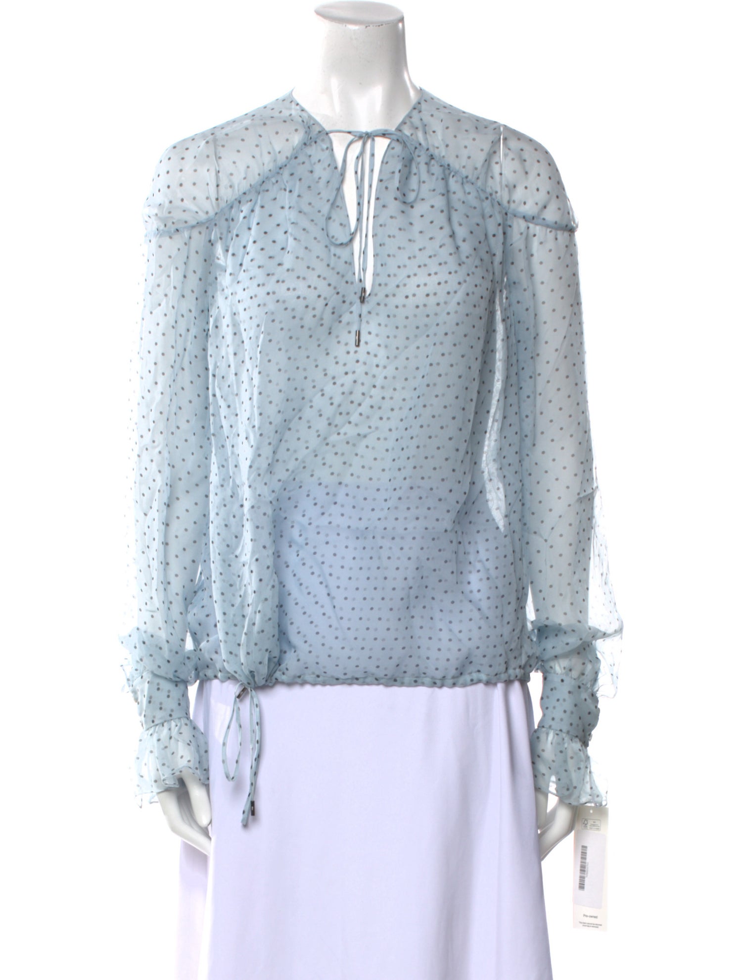 Tom Ford Polka Dot Print Tie Neck Blouse