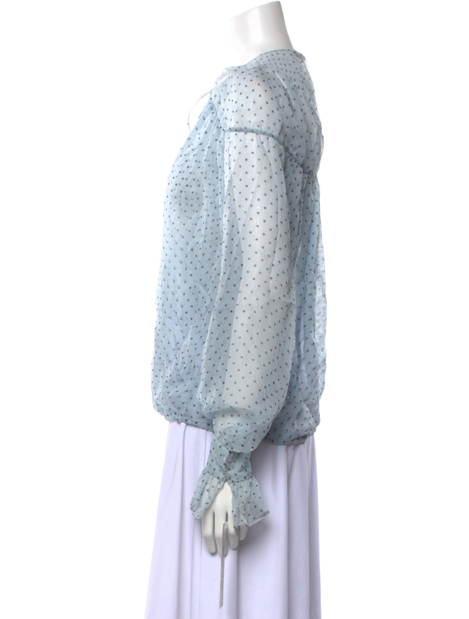 Tom Ford Polka Dot Print Tie Neck Blouse