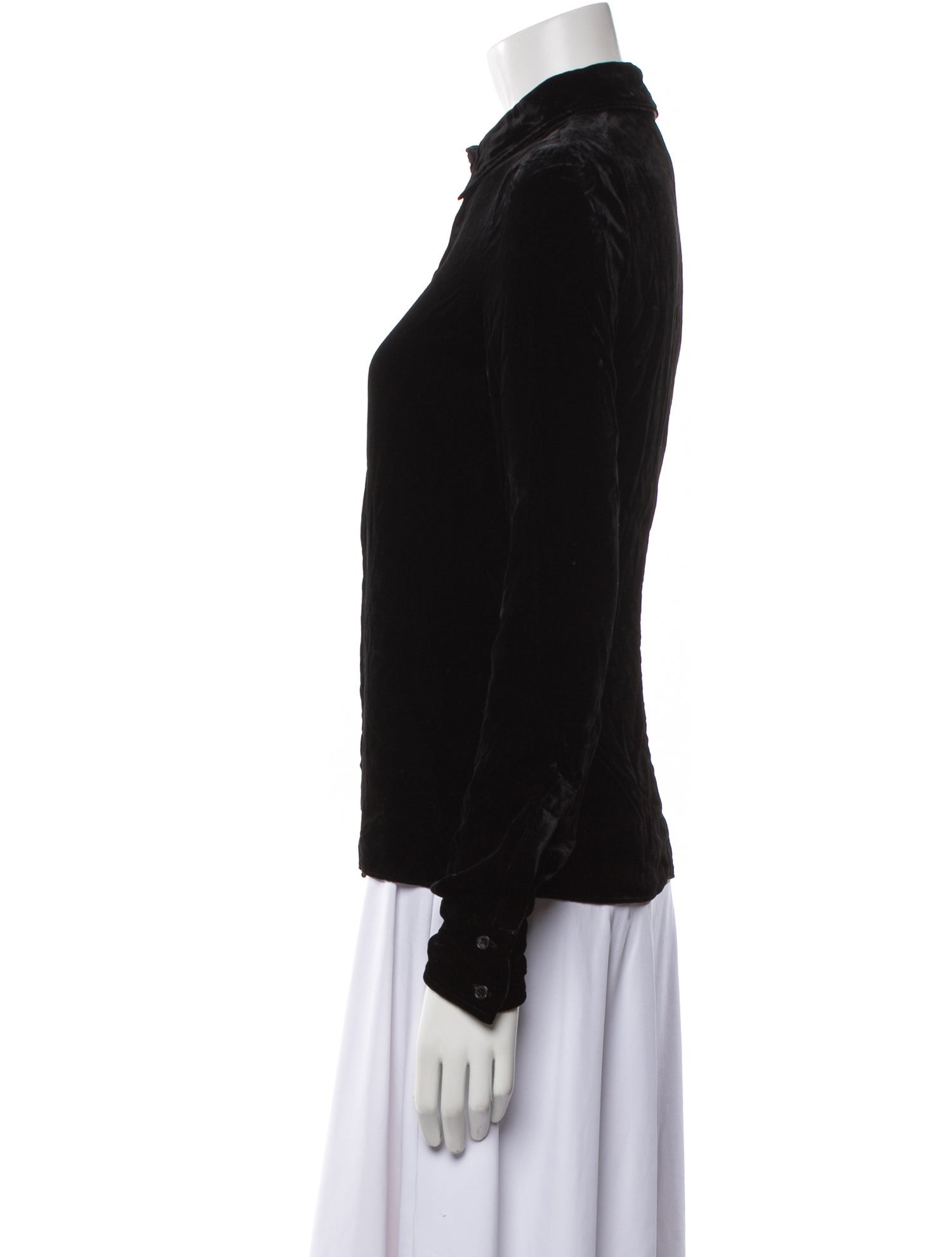 Tom Ford Mock Neck Long Sleeve Button-Up Top