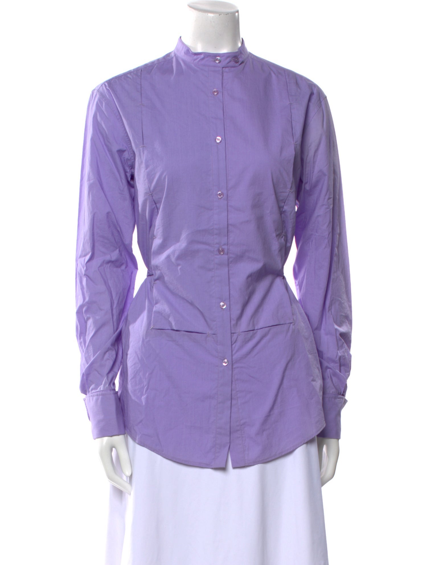 Tom Ford Mock Neck Long Sleeve Button-Up Top