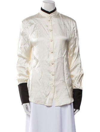 Tom Ford Mock Neck Long Sleeve Button-Up Top