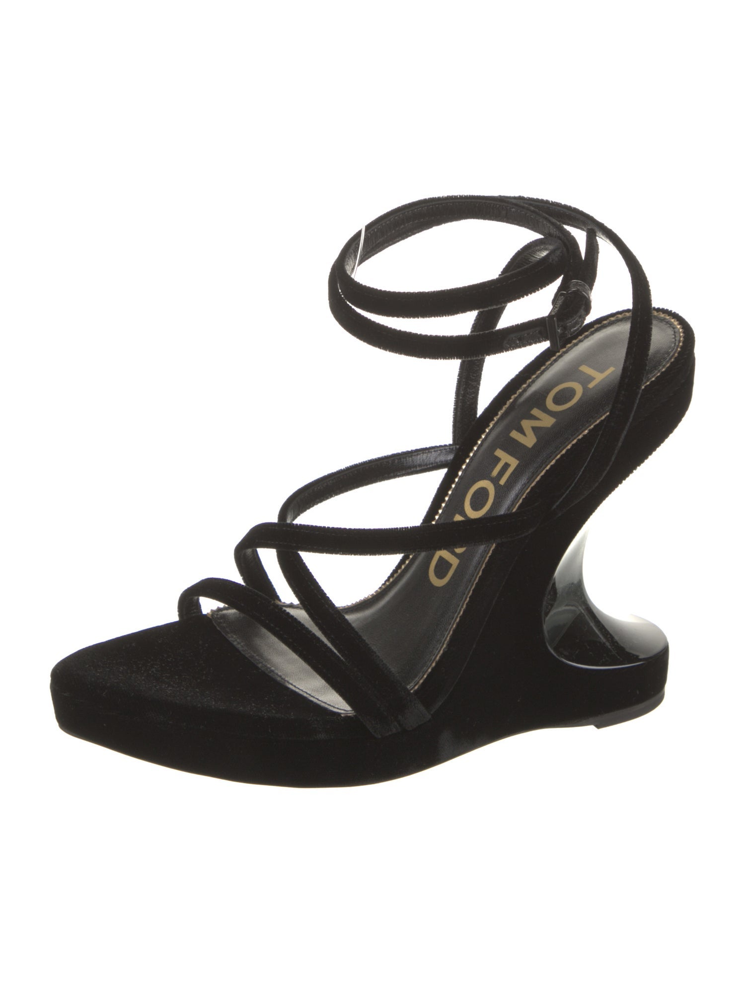 Tom Ford Velvet Leather Trim Embellishment Gladiator Sandals