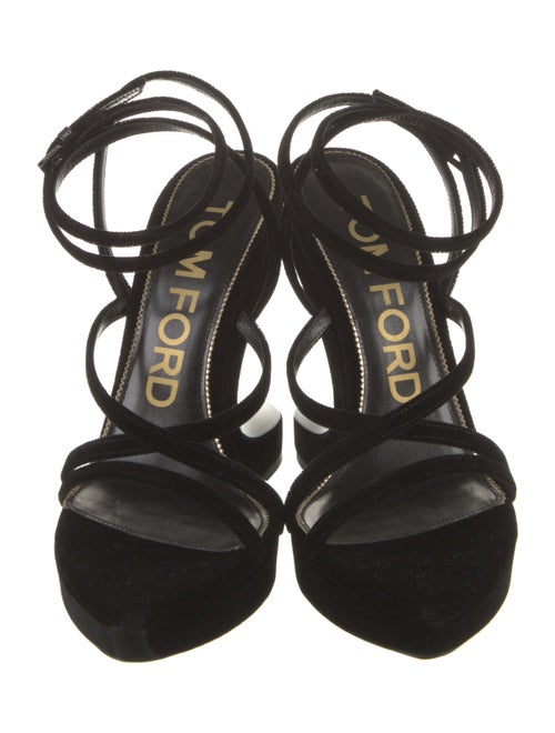 Tom Ford Velvet Leather Trim Embellishment Gladiator Sandals
