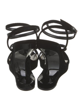 Tom Ford Velvet Leather Trim Embellishment Gladiator Sandals