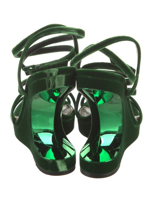 Tom Ford Velvet Leather Trim Embellishment Slingback Sandals