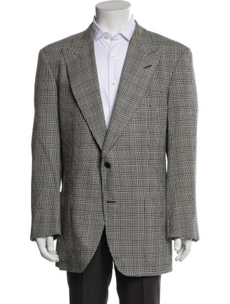 Tom Ford Wool Houndstooth Print Peacoat