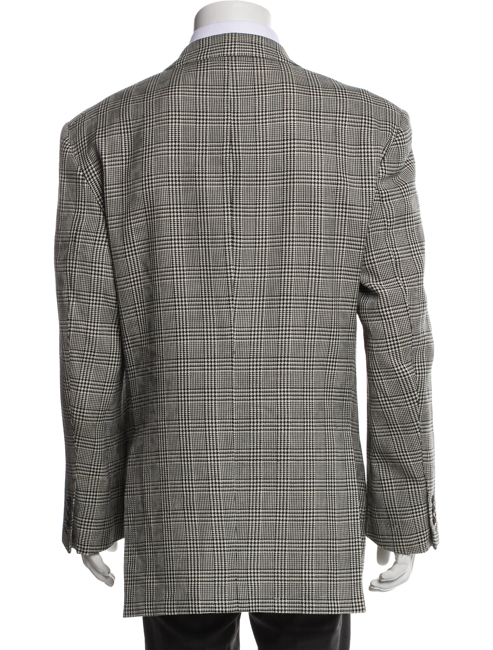 Tom Ford Wool Houndstooth Print Peacoat