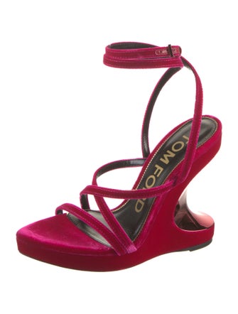 Tom Ford Velvet Leather Trim Embellishment Sandals