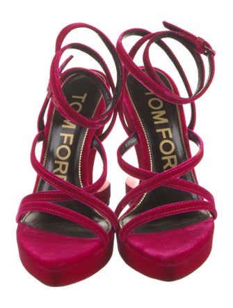 Tom Ford Velvet Leather Trim Embellishment Sandals