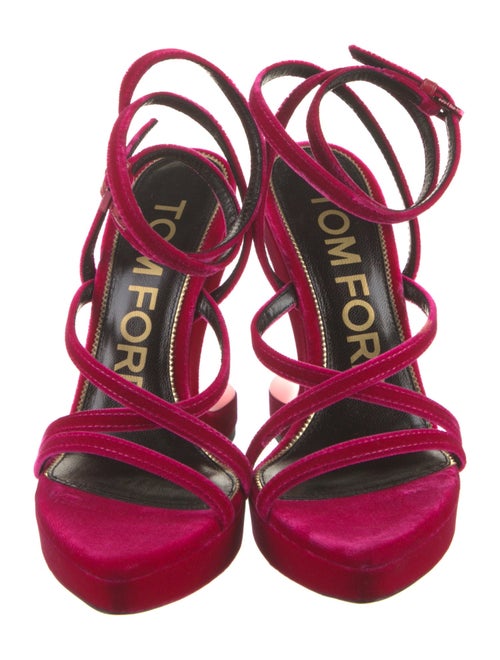 Tom Ford Velvet Leather Trim Embellishment Sandals