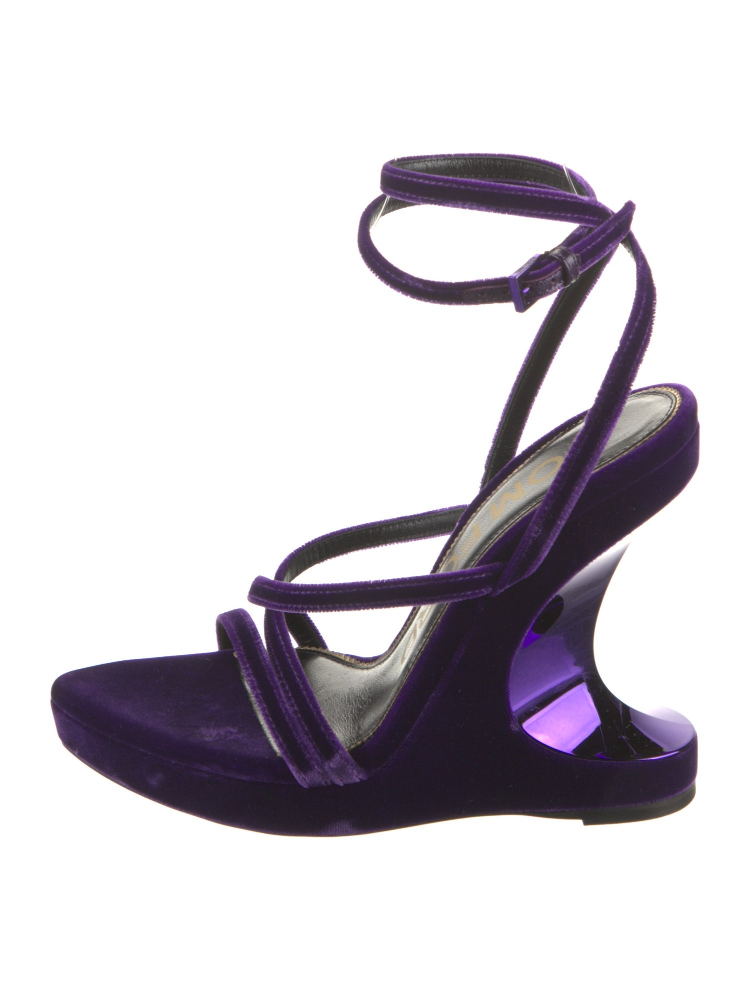 Tom Ford Velvet Leather Trim Embellishment Gladiator Sandals