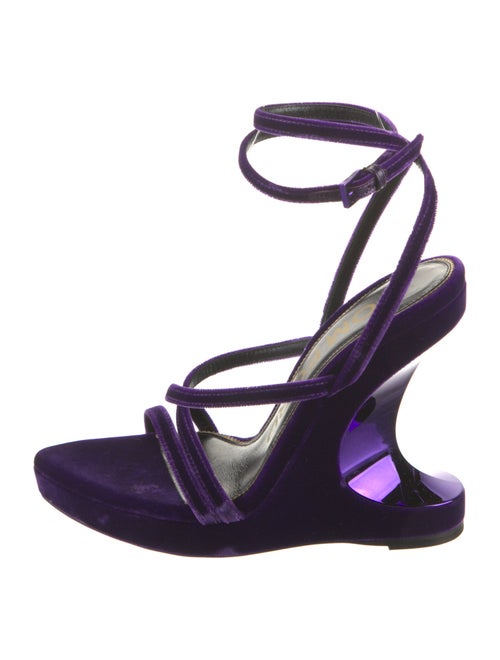 Tom Ford Velvet Leather Trim Embellishment Gladiator Sandals