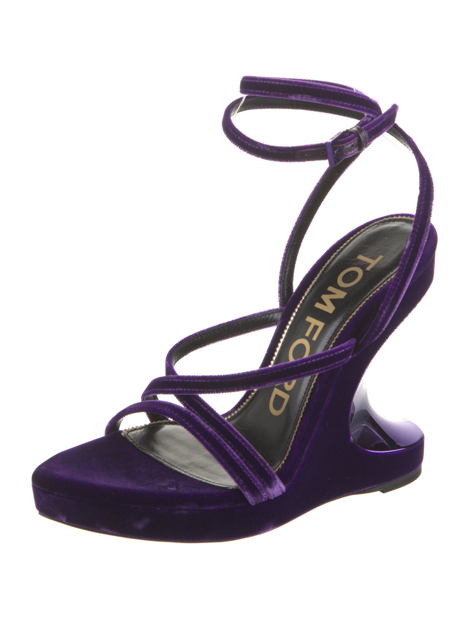 Tom Ford Velvet Leather Trim Embellishment Gladiator Sandals