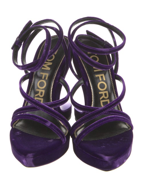 Tom Ford Velvet Leather Trim Embellishment Gladiator Sandals