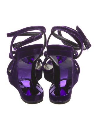Tom Ford Velvet Leather Trim Embellishment Gladiator Sandals