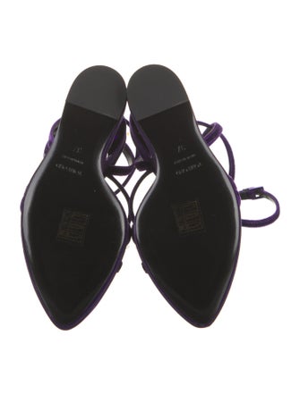 Tom Ford Velvet Leather Trim Embellishment Gladiator Sandals