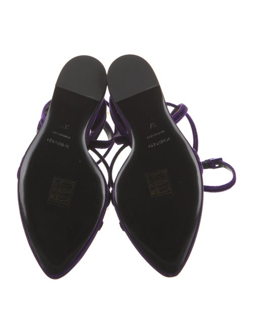 Tom Ford Velvet Leather Trim Embellishment Gladiator Sandals