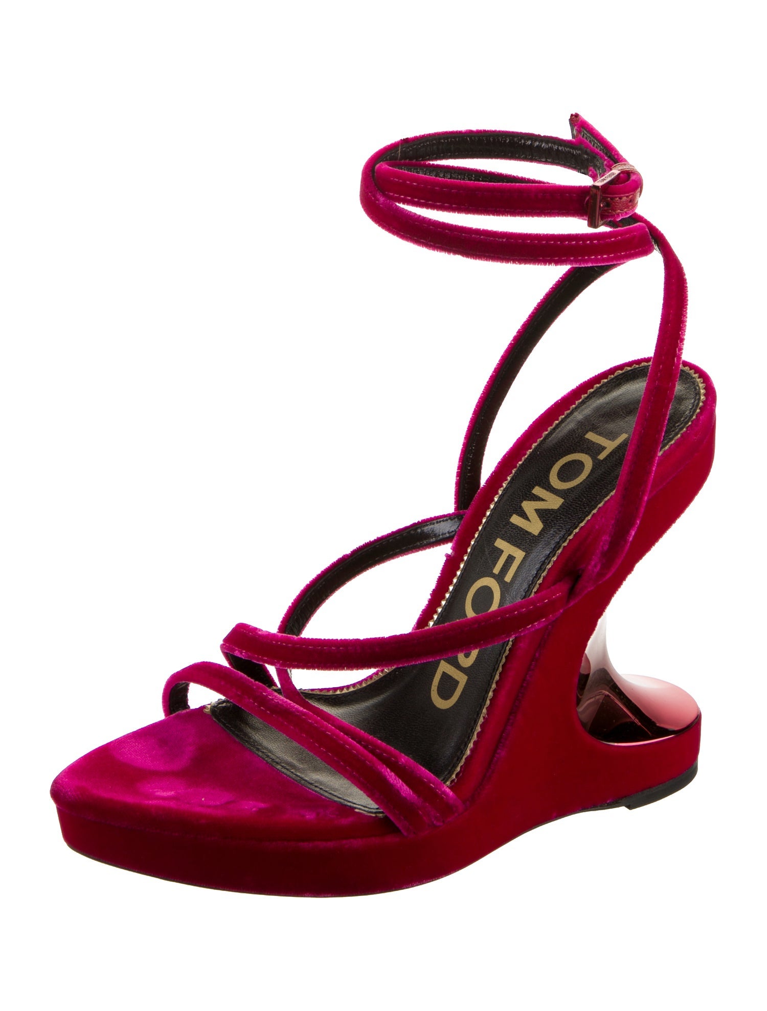 Tom Ford Velvet Leather Trim Embellishment Sandals