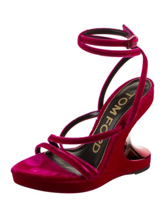 Tom Ford Velvet Leather Trim Embellishment Sandals