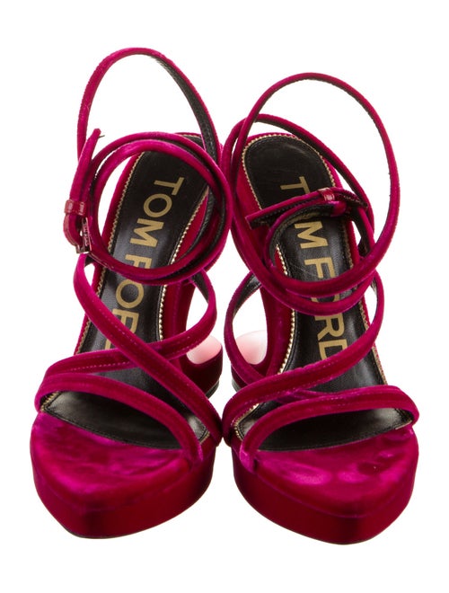 Tom Ford Velvet Leather Trim Embellishment Sandals