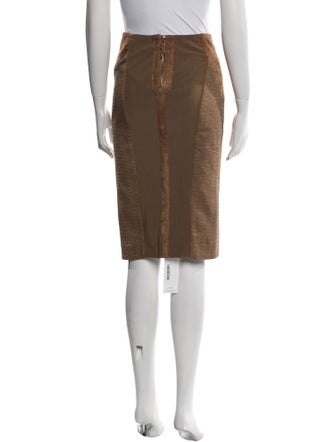 Tom Ford Leather Trim Embellishment Knee-Length Skirt