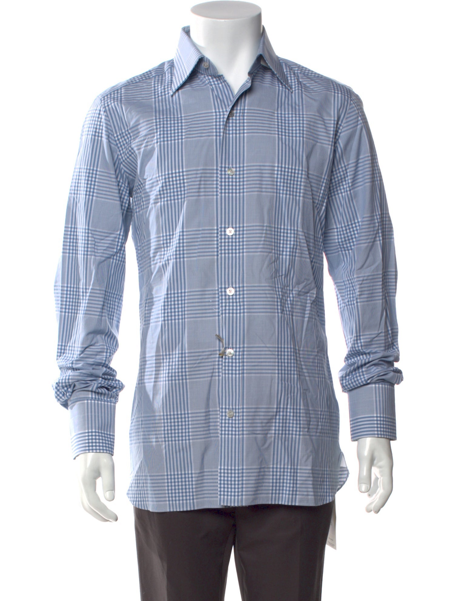 Tom Ford Plaid Print Long Sleeve Dress Shirt