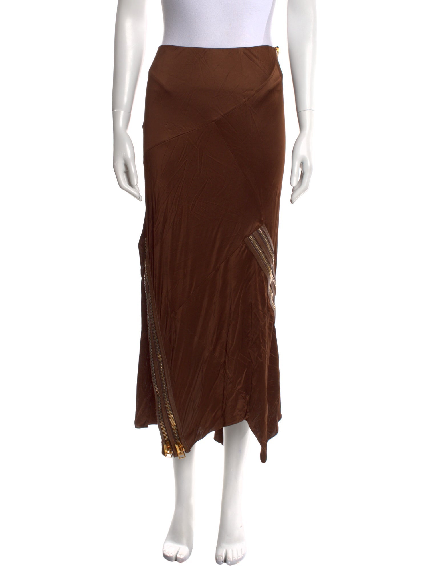 Tom Ford Leather Trim Embellishment Midi Length Skirt