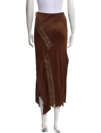 Tom Ford Leather Trim Embellishment Midi Length Skirt