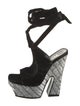 Tom Ford Velvet Printed T-Strap Sandals