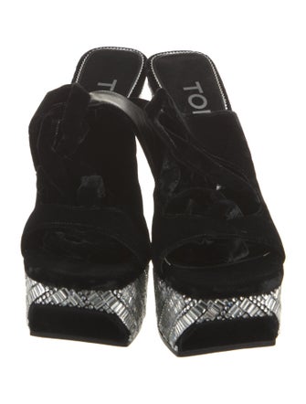 Tom Ford Velvet Printed T-Strap Sandals