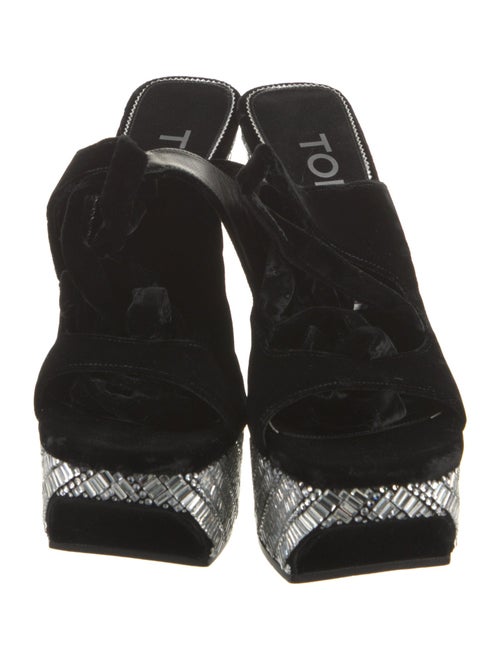 Tom Ford Velvet Printed T-Strap Sandals