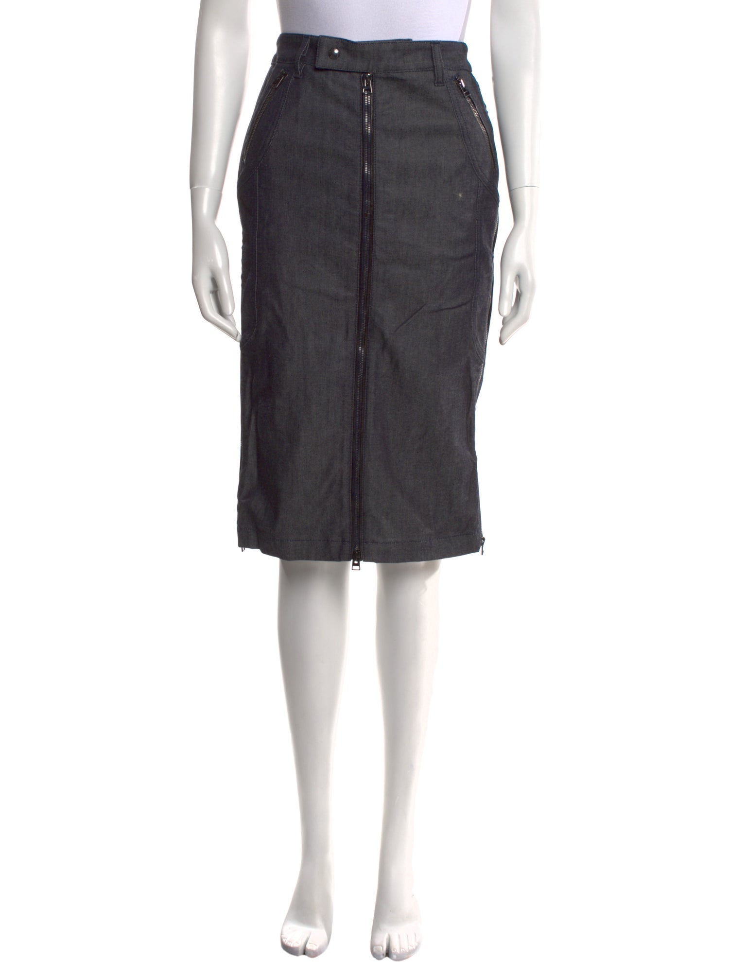 Tom Ford Leather Trim Embellishment Knee-Length Skirt