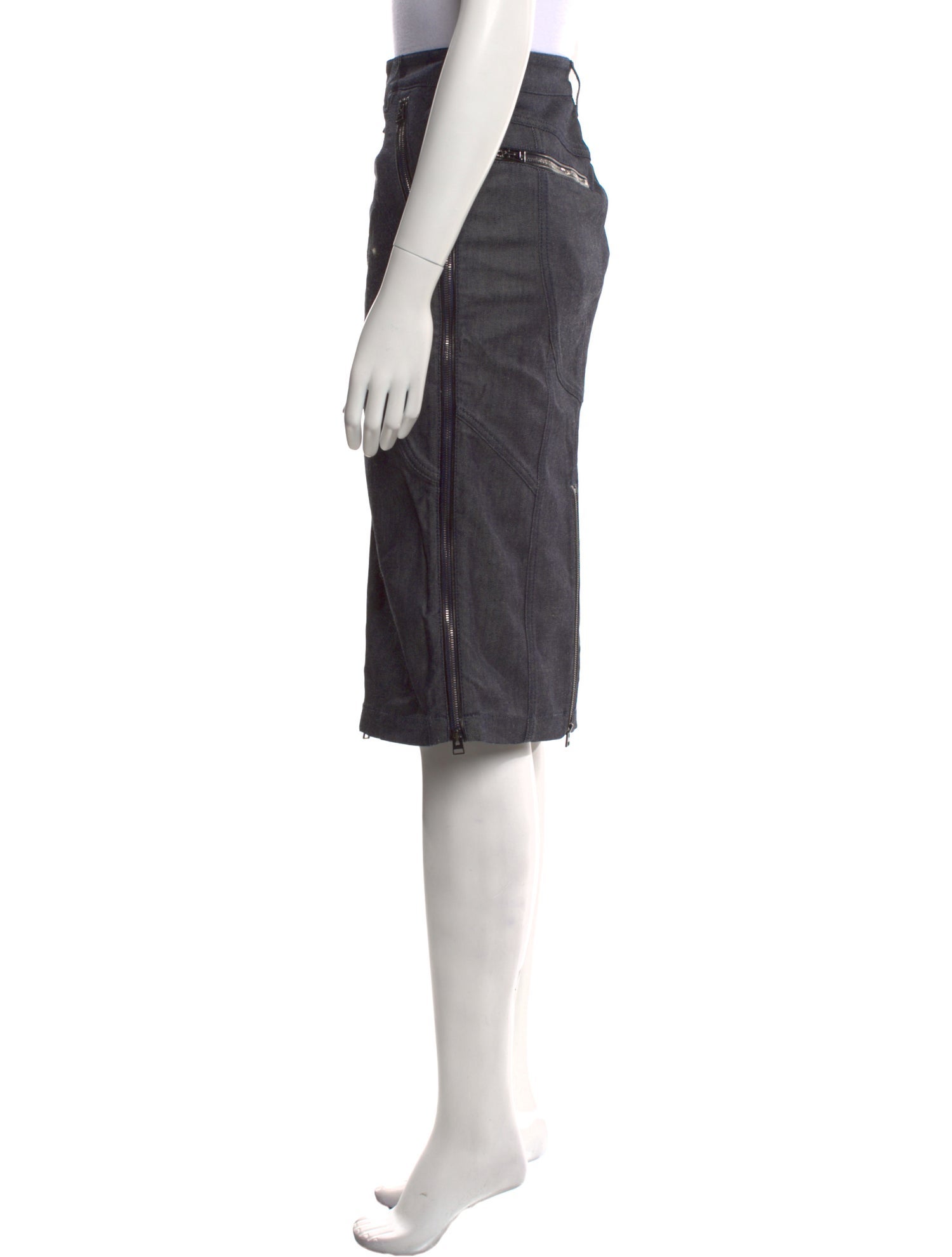 Tom Ford Leather Trim Embellishment Knee-Length Skirt