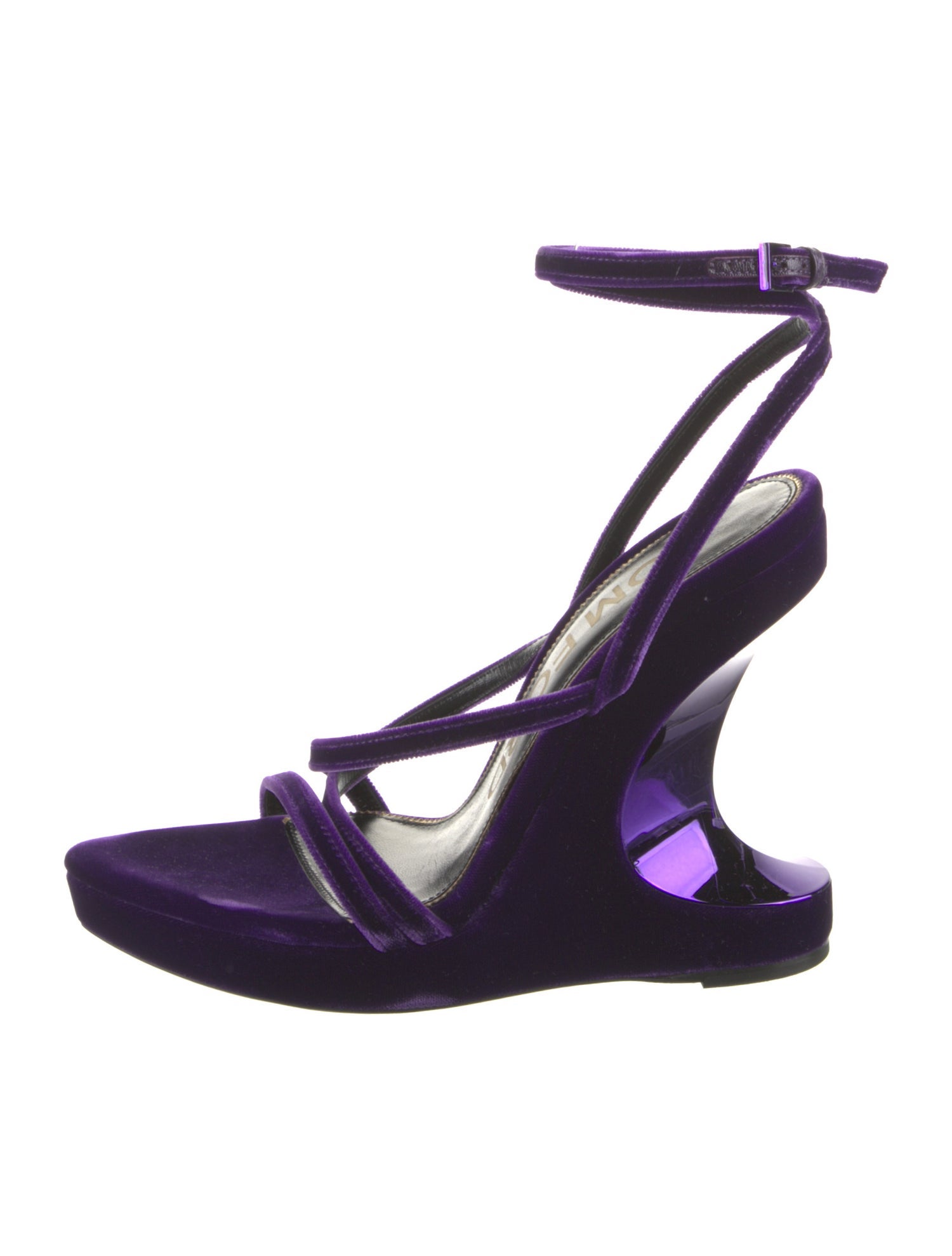 Tom Ford Velvet Leather Trim Embellishment Slingback Sandals