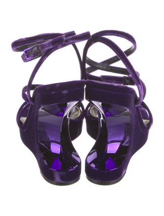 Tom Ford Velvet Leather Trim Embellishment Slingback Sandals