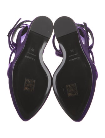 Tom Ford Velvet Leather Trim Embellishment Slingback Sandals
