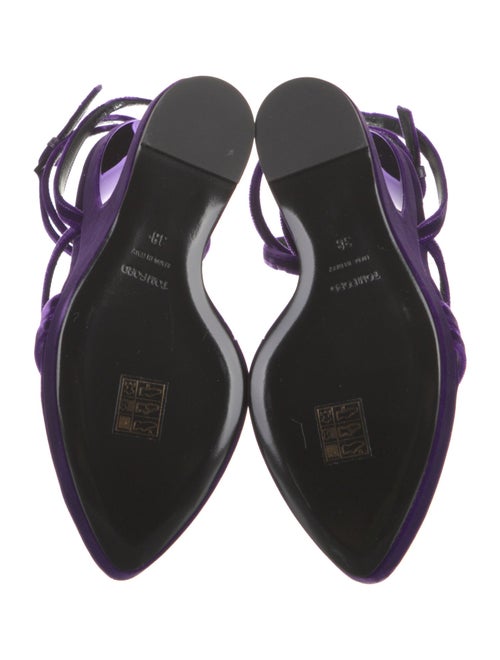 Tom Ford Velvet Leather Trim Embellishment Slingback Sandals