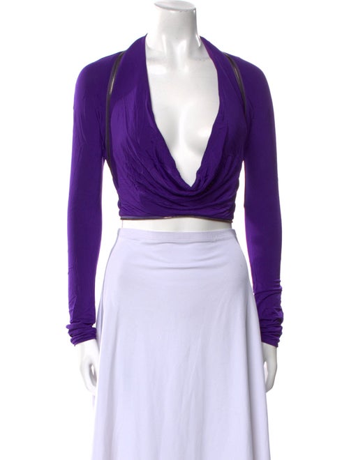 Tom Ford Cowl Neck Long Sleeve Crop Top