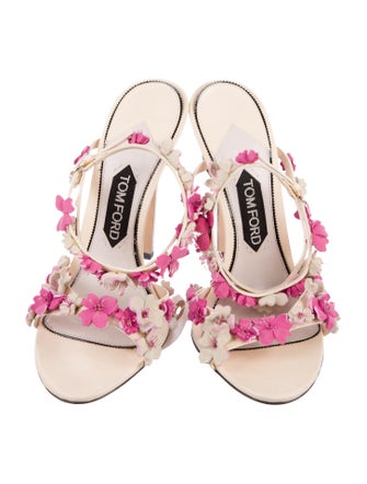 Tom Ford Leather Floral Print Sandals