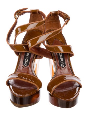 Tom Ford Patent Leather Animal Print Sandals