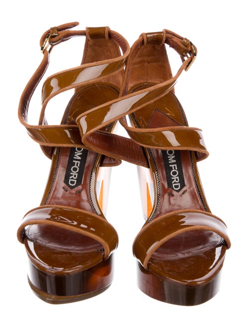 Tom Ford Patent Leather Animal Print Sandals