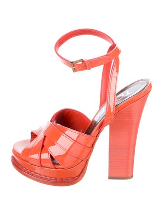 Tom Ford Patent Leather Pleated Accents Slingback Sandals