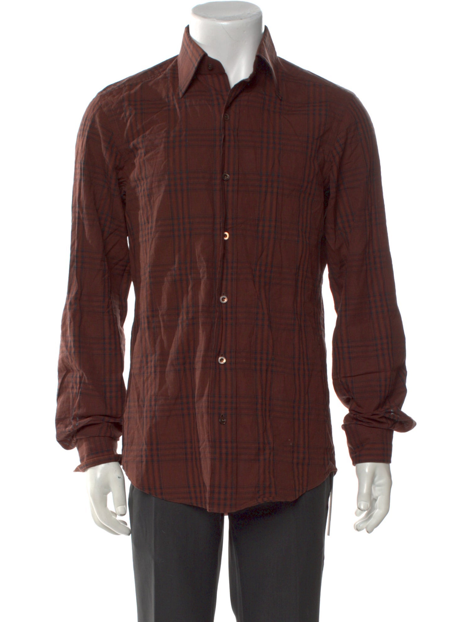 Tom Ford Plaid Print Long Sleeve Dress Shirt