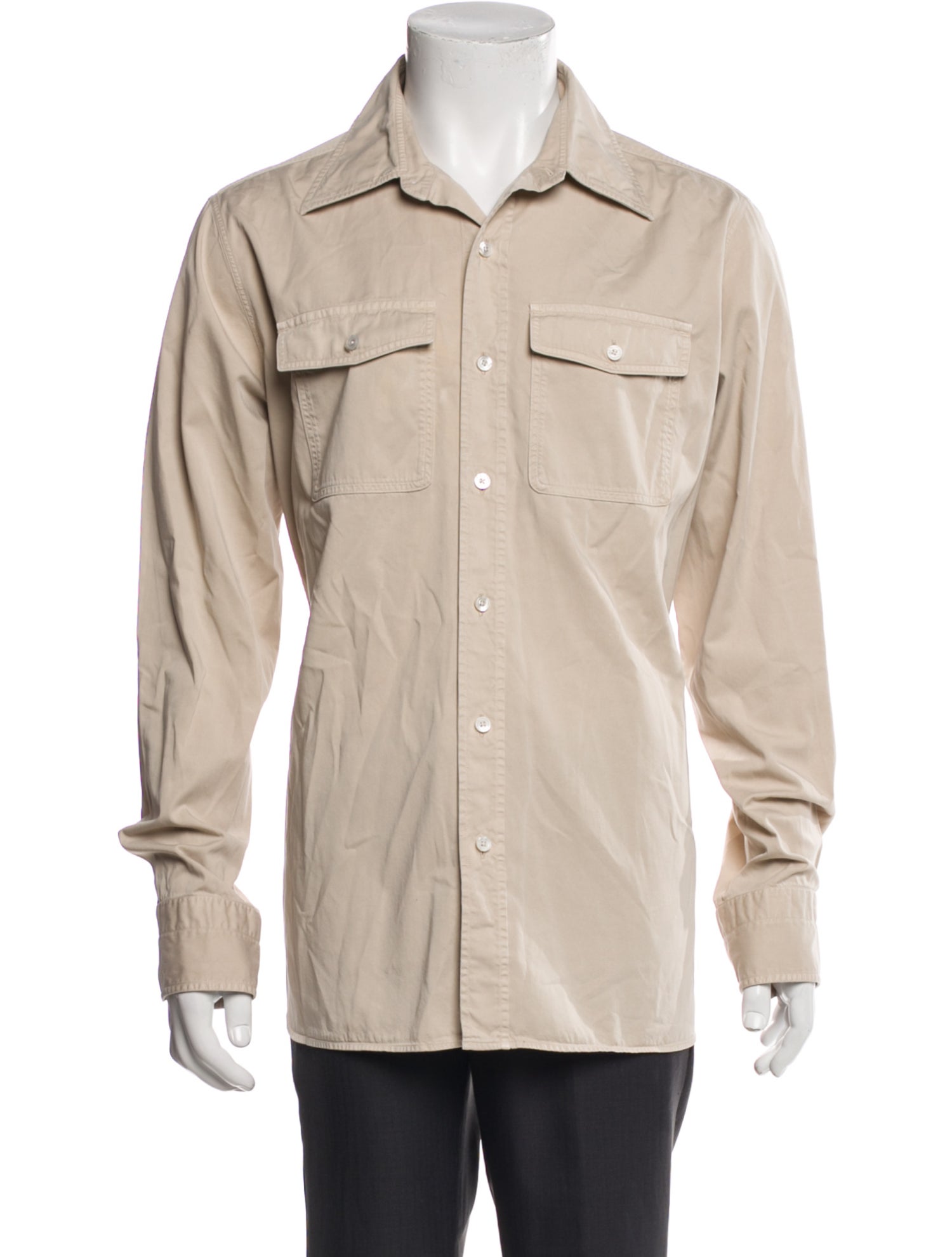 Tom Ford Colorblock Pattern Long Sleeve Shirt