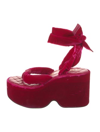 Tom Ford Velvet Leather Trim Embellishment Sandals