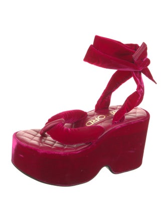 Tom Ford Velvet Leather Trim Embellishment Sandals